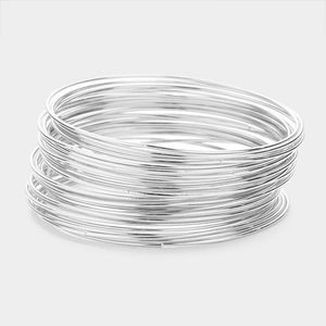 Silver 30 Piece Thin Metal Bangle Bracelets Set